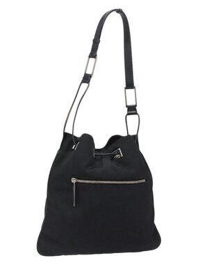 Authentic GUCCI Shoulder Bag Canvas Black Silver 001 4021